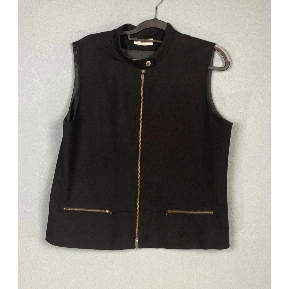 Herve Bernard Sport Full Zip Wool‎ Vest Men's Size XL Black Lined